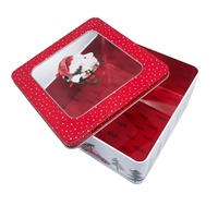 Boîte en fer à clapet rectangulaire de grande taille en fer blanc mat avec fenêtre pour l'emballage de cadeaux, impression de motifs alimentaires