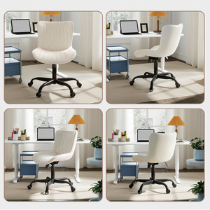Chaises de bureau pivotantes commerciales, en cuir PU, avec coutures ondulées, réglables en hauteur, 40 cm °   Roues silencieuses à roulement fluide - Product Image 5