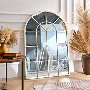 Miroirs muraux rustiques de grande taille, vintage, écologiques, épaisseur 5,0 mm, cadre en fer arqué blanc, décoration intérieure - Product Image 4