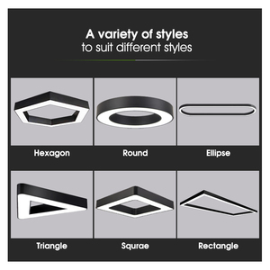 Đèn Chùm lục giác Led tiết kiệm năng lượng cho phòng tập thể dục văn phòng siêu thị chiếu sáng công nghiệp với bóng râm mô hình gió màu trắng đen - Product Image 3