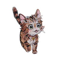 Patch brodé 3D en feutre à motif personnalisé, forme fleur, adhésif, pour sacs à dos et vêtements, avec logo imprimé et bordure surjetée, badge de créateur