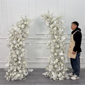 Arco de Flores Artificiales de Seda Personalizado con Rosas Blancas y Paniculata 5D para Decoración de Entrada en Bodas y Navidad - Product Image 1