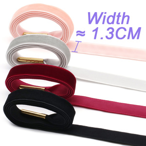 Wegoodzf Tùy Chỉnh Bán Buôn Ribbon Nhung Phẳng Dây Giày Với Vàng Lời Khuyên Kim Loại Chất Lượng Cao Dây Giày Cho Phụ Nữ Sneakers Giày - Product Image 6