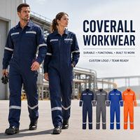 Combinaison de travail en sergé polycoton, combinaison industrielle avec bandes réfléchissantes, poches utilitaires, logo personnalisé, fournisseur d'uniformes de sécurité