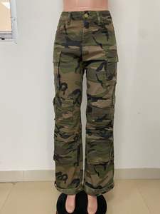 Pantaloni Casual sportivi da donna nuovi alla moda pantaloni dritti da ragazza con tasca mimetica Camuflague <span class=keywords><strong>Cargo</strong></span> pantaloni - Product Image 2