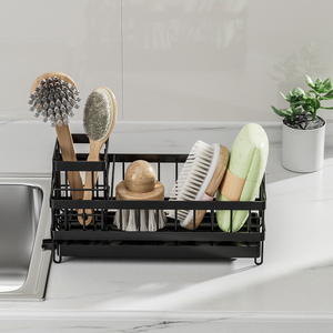 Organisateur d'évier de cuisine multifonctionnel en métal et acier Caddy Distributeur de savon de comptoir et porte-éponge de rangement pour la cuisine - Product Image 3