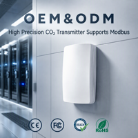 Transmisor de CO2 Integrado en Sistema HVAC, Sensor de Pared de Alta Precisión Swedish Senseair, Modbus RS485, IP30, Precisión 30ppm 3%