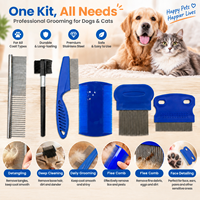 Kit de toilettage professionnel pour animaux de compagnie, 6 pièces, ensemble de peignes anti-puces en acier inoxydable, produits de nettoyage et de toilettage pour animaux, éliminateur de poils pour animaux, réutilisable 26