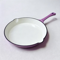 Poêle à frire en fonte émaillée certifiée LFGB FDA, 25 cm, compatible tous feux et fours, capacité 1,5 L, résistante à la chaleur