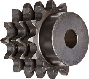 Piñón de Cadena de Rodillos de Acero C45 Doble Fila Estándar Europeo ISO MIGHTY, Diámetro Interior de 10 mm, 20 Dientes, Paso de 6 mm - Product Image 1