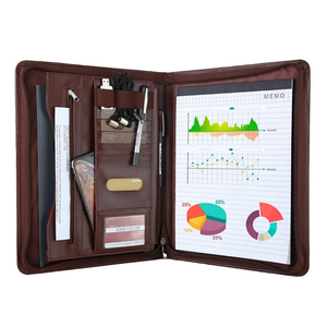 Personnaliser PU Dossier Différentes Conceptions Padfolio A4 En Cuir Zippée Portefeuille Dossier Porte-Documents Portefeuille - Product Image 4