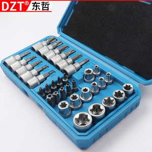Dzt 34 Piece Socket Set 1/4 In Hex Drive <b>Torx</b> <b>Bits</b> For Mechanical Automotive Repair - Product Image 2