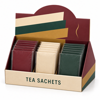Présentoirs PDQ de comptoir personnalisés, écologiques et recyclables, avec revêtement UV et lamination brillante, pour packs variés de sachets de thé