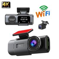 Mini Cámara para Coche 4K WiFi GPS con Doble Cámara Delantera y Trasera 2160P, Visión Nocturna, Monitor de Estacionamiento, Codificación de Video H.265 para Autos y Vehículos