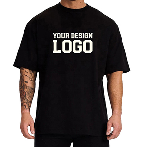 T-shirt personalizzata in cotone pesante 300 g/m² con collo alto, vestibilità ampia e taglie forti, girocollo a collo alto, nera, con spalle scese - Product Image 1