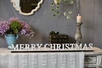 Offre Spéciale Vente en Gros Joyeux Noël Décoration Rustique Style Ferme Blocs Artisanaux Lettres Autocollantes pour Tableau d'Affichage Lettres en Bois Blanc Délavé