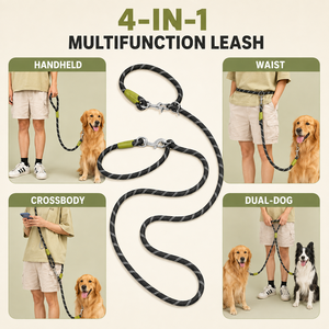 Guinzaglio per Cani Multifunzionale a Mani Libere, Riflettente, Regolabile, da Indossare a Tracolla o in Vita con Ganci Girevoli a 360 Gradi - Product Image 2