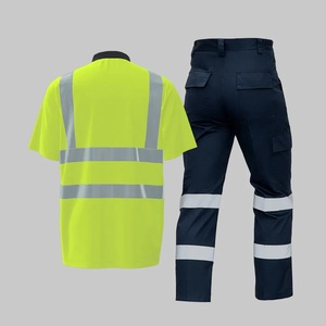 Safety Workwear Reflective Strips Hi <b>Vis</b> Roadway 100% Polyester Mesh Safety <b>Polo</b> T <b>Shirt</b> - Product Image 5