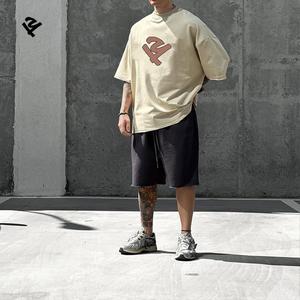 Camiseta Oversize para Hombre, Blanca, con Hombros Caídos, Estilo Holgado, Logotipo Bordado, Casual, Ajuste Holgado, Streetwear, Manga Corta, para Verano - Product Image 3