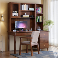 Bureau intégré avec étagère, bureau d'ordinateur pour le télétravail, table d'étude simple pour chambre à coucher