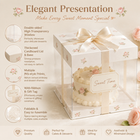 Boîte à gâteau carrée autoportante personnalisable avec fenêtre transparente, recyclable, portable, en papier, pour emballage de gâteaux et snacks mats