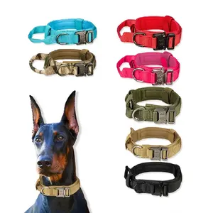 Collar de entrenamiento para perros con hebilla de Metal resistente de alta calidad, conjunto de Collar y correa para perros grandes, Collar táctico para perros