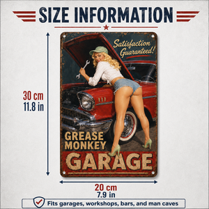 Plaque <span class=keywords><strong>Murale</strong></span> Métallique en Fer Imprimée UV Rouge, Motif Garage Pin Girl Art Déco Voiture Vintage Femme, Décoration <span class=keywords><strong>Murale</strong></span> pour Maisons, Bars, Clubs, Cafés, 8x12 Pouces - Product Image 3