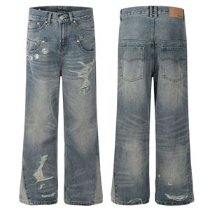 Pantalones Vaqueros Rectos <span class=keywords><strong>de</strong></span> Mezclilla <span class=keywords><strong>de</strong></span> Peso Medio, Transpirables, <span class=keywords><strong>de</strong></span> Cintura Media, Estilo Retro Americano, para <span class=keywords><strong>Hombre</strong></span>, Primavera - Product Image 1