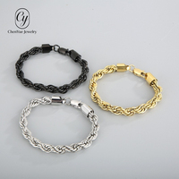 Bracelet torsadé haut de gamme en acier inoxydable avec fermoir rectangulaire, minimaliste, unisexe, pour le quotidien, vente en gros