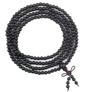 Bracelet de prière bouddhiste en bois de santal vert, ébène et santal à petites feuilles, 4 mm, style antique, bijou en bois, cadeau - Product Image 4