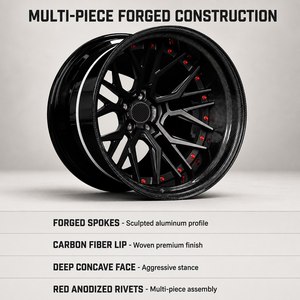 Nouvelles jantes XTTD personnalisées en fibre de carbone noir brillant à rayons multiples forgées de luxe pour voitures de course 5 trous - Product Image 3