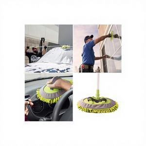 Brosse de lavage de voiture multifonctionnelle en microfibre avec chiffon de détail de rechange, manche télescopique long, taille unique - Product Image 1