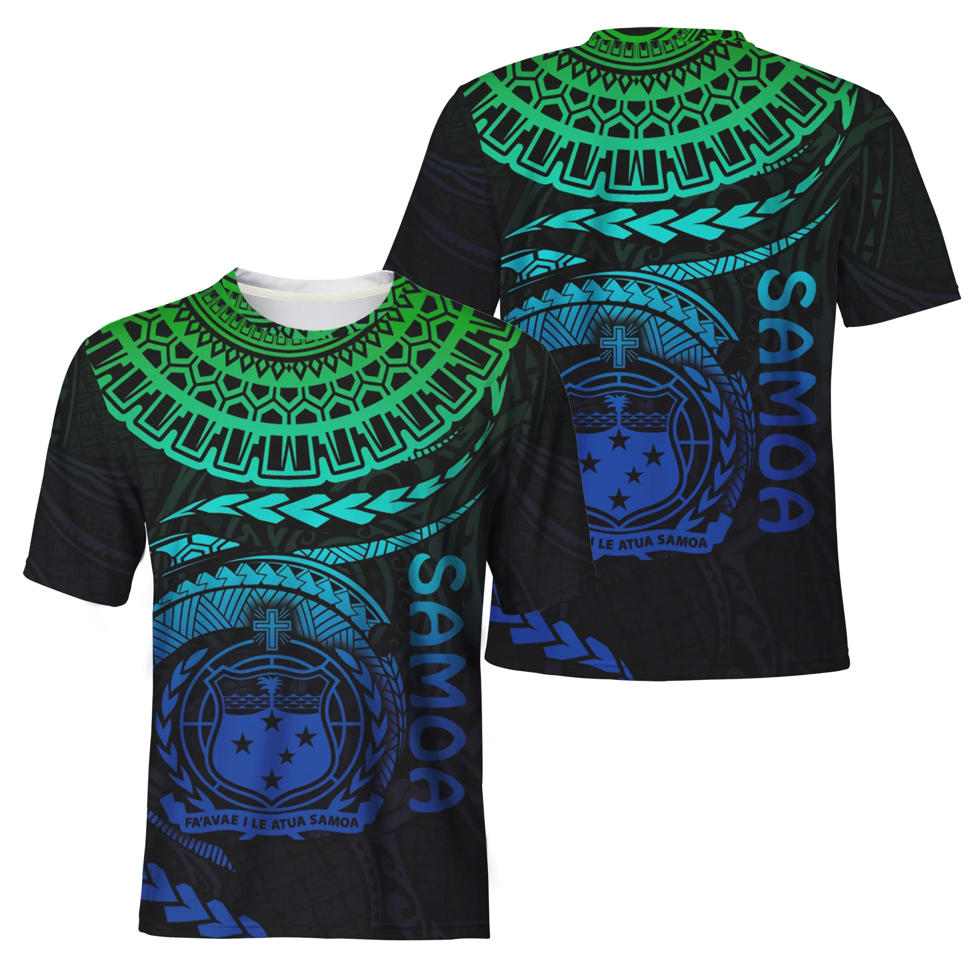 Polynesian American Samoan Flag Tribal Blau/Grün T-Shirts Luxus Männer T-Shirt Männer Casual Overs ized T-Shirt Mann Kurzarm tragen