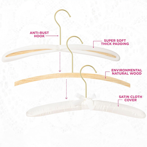 Cintre rembourré en satin blanc avec crochets dorés Cintre de vêtements de placard luxueux confortable pour chemise de <span class=keywords><strong>pull</strong></span> de <span class=keywords><strong>robe</strong></span> de mariée - Product Image 3