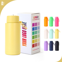 Bouteille d'eau sport sans BPA 32oz, gourde isotherme en acier inoxydable pour boissons froides et chaudes 1000ml avec paille