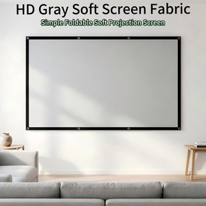 Écran pliable 92 pouces 16:9 grand angle, <span class=keywords><strong>tissu</strong></span> doux gris lisse, idéal pour l'étude, les cours en ligne et la visualisation de vidéos - Product Image 1
