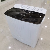 Machine à laver à double cuve à commande manuelle avec panneau en anglais, chargement par le haut, pulsateur