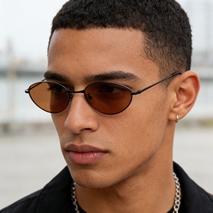 <span class=keywords><strong>Lunettes</strong></span> de soleil vintage ovales en titane, monture dorée, verres jaunes, monture filaire, <span class=keywords><strong>lunettes</strong></span> de mode pour hommes et femmes, légères, vente en gros - Product Image 2