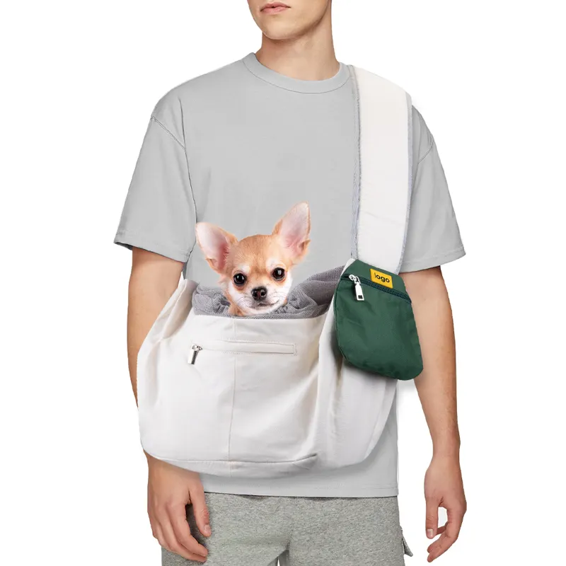 Custom Pet Dog Sling Carrier Breathable Mesh Outdoor Travel Sling Bag Pet Sling Shoulder Bag With Safety Rope For Men Women