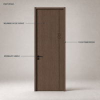Porte intérieure en mélamine noyer de qualité supérieure, avec rainures ultra-fines, poignée noire, décoration minimaliste pour la maison
