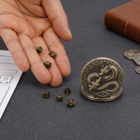 Jam Saku Mini Naga Bersayap Pemancar Api, Dadu Logam DND untuk Dungeons and Dragons