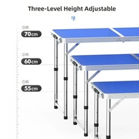 Table pliante en aluminium, portable, réglable en hauteur, pour marché nocturne, stand ou table de travail extérieure