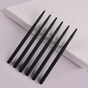 Wood Handle Fine Liner Nail Art Brush <b>Set</b> <b>Crimped</b> Nylon Hair 6-24mm Thin Line Gel Painting Brushes - Product Image 1
