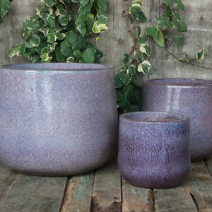 Grande poterie d'argile rouge <span class=keywords><strong>émaillée</strong></span> à haute température <span class=keywords><strong>Pot</strong></span> de fleur de jardin de couleur bleue avec plante <span class=keywords><strong>en</strong></span> <span class=keywords><strong>pot</strong></span> pour la décoration extérieure - Product Image 3