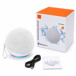Caixa de Som Bluetooth Alexa Mini Sem Fio com Iluminação LED RGB, Subwoofer Premium e Graves Vibrantes para Quartos e Salas de Jantar - Product Image 1