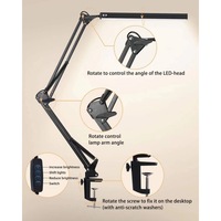 Lampe de table à bras long réglable avec protection oculaire LED pour bureau d'étude
