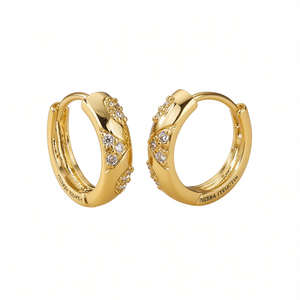 Orecchini a Cerchio Liesba E4105 in Oro con Diamanti Naturali Taglio Brillante Rotondo, Gioielli Classici da Donna per Uso Quotidiano - Product Image 1