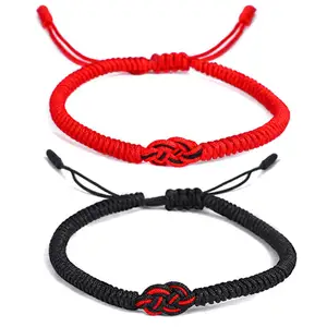 Bracelet tibétain fait à la main réglable tissé corde noeud bouddhiste Kabbale Protection chanceux amitié Bracelets pour hommes Wom
