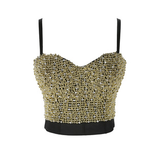 2020 Stock High Quality <strong>Women</strong> Club Wear Fashion Strap Luxury <strong>Sequins</strong> Beaded Sexy Short Vest Crop <strong>Top</strong> - Product Image 4