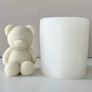 Fashion Wholesale 3D Handmade DIY Aromatherapy Candle Silicone Mold Teddy Bear Shape Silicone Moulds